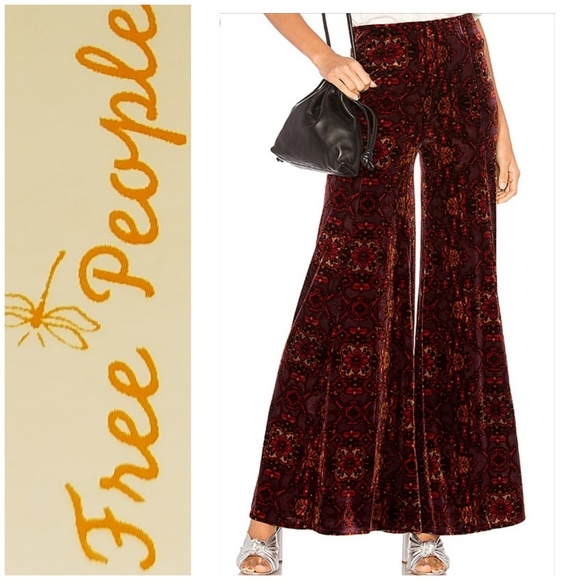 Free People Pants - Free People Lovin Feeling Velvet Wide Leg Pants